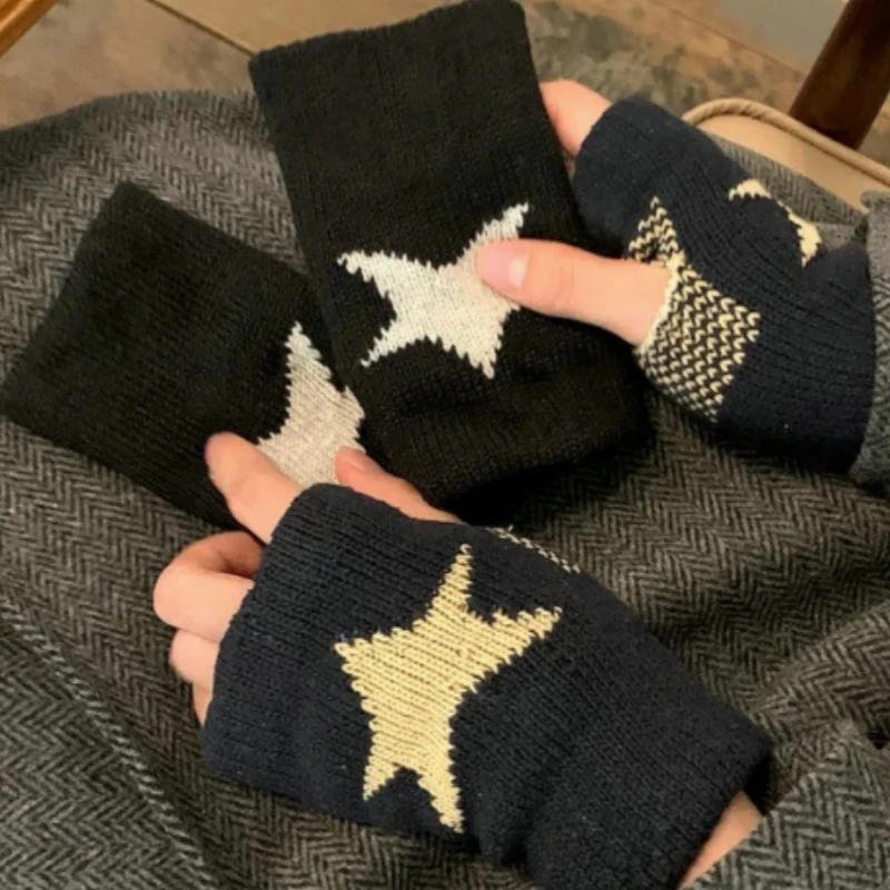 Women Autumn Winter Knitted Woolen Gloves Y2k Ins Fashion Half Finger Warm Glove Five Pointed Star Fingerless Gloves Unisex
Women Autumn Winter Knitted Woolen Gloves Y2k Ins Fashion Half Finger Warm Glove Five Pointed Star Fingerless Gloves Unisex