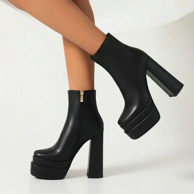 Solid Black Mature Ladies Shoes Zip Up Square Toe Block High Heeled Womens Ankle Chelsea Boots Mid-calf Stretch Botines Heels
Solid Black Mature Ladies Shoes Zip Up Square Toe Block High Heeled Womens Ankle Chelsea Boots Mid-calf Stretch Botines Heels