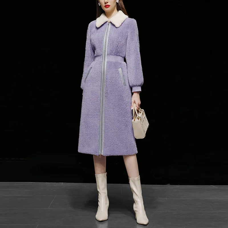 Winter New Women's Temperament Mink Faux Fur Coat Women Long Elegant Fleece Warm Thick Purple Slim Fit Office Lady Overcoat 2023
Winter New Women's Temperament Mink Faux Fur Coat Women Long Elegant Fleece Warm Thick Purple Slim Fit Office Lady Overcoat 2023