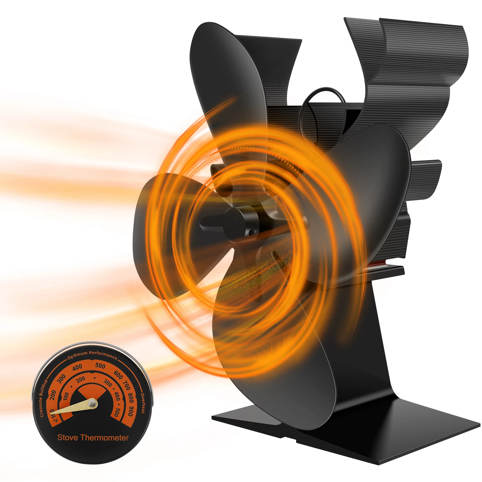 Stove Fan with Thermometer 4 Blades Wood Burning Stove Fan Heat Powered Log Burner Fan Silent Operation Wood Stove Fan Auto
Stove Fan with Thermometer 4 Blades Wood Burning Stove Fan Heat Powered Log Burner Fan Silent Operation Wood Stove Fan Auto