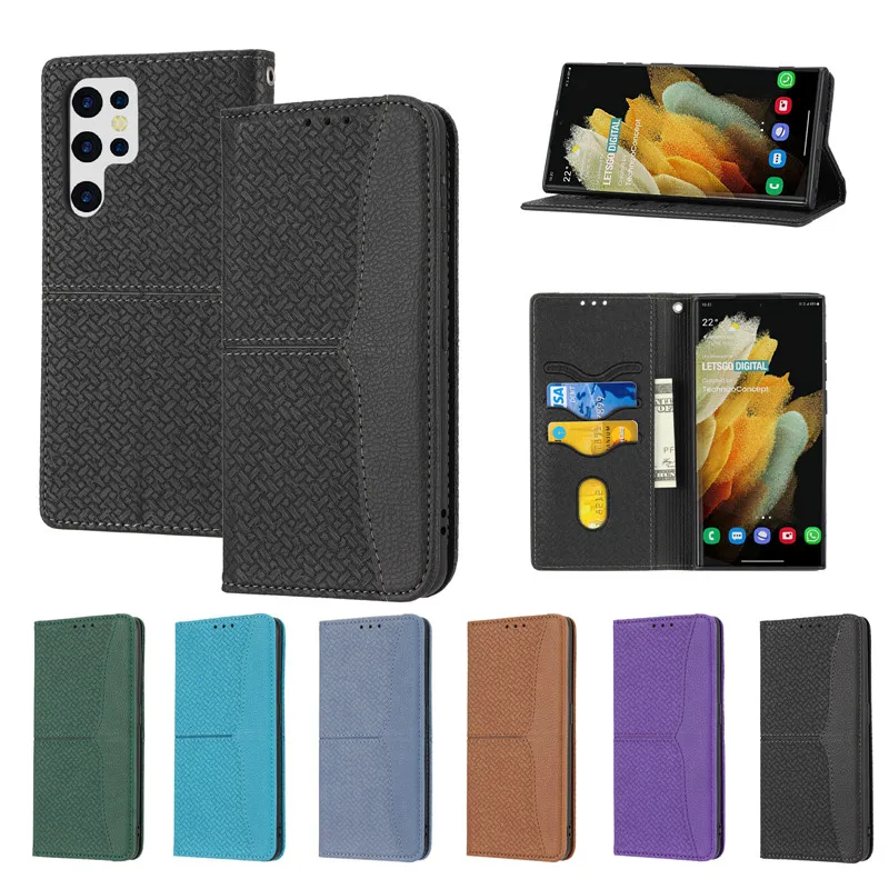 Woven Flip Leather Cover For Samsung Galaxy S20 FE S21 S22 Plus S23 Ultra Phone Case Wallet Card Slot Protective Shell
Woven Flip Leather Cover For Samsung Galaxy S20 FE S21 S22 Plus S23 Ultra Phone Case Wallet Card Slot Protective Shell