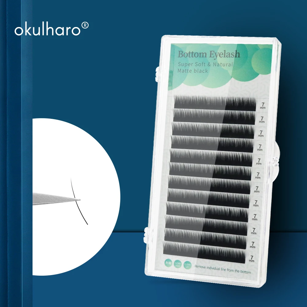 

OKULHARO Bottom Eyelash Extension Individual Natural Lower Lashes for Makeup Soft 5-7mm Mix Synthetic Mink Under Eyelashes