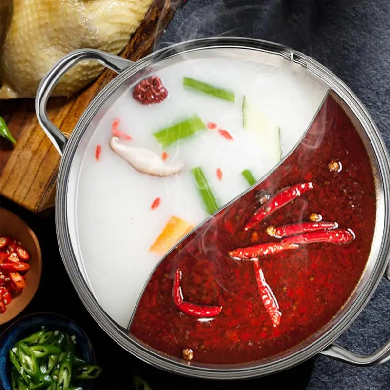 Double Flavor Pot Restaurant Hot Pot Stainless Steel Hot Pot With Divider For Induction Cooker Mandarin Duck Pot For Home Party
Double Flavor Pot Restaurant Hot Pot Stainless Steel Hot Pot With Divider For Induction Cooker Mandarin Duck Pot For Home Party