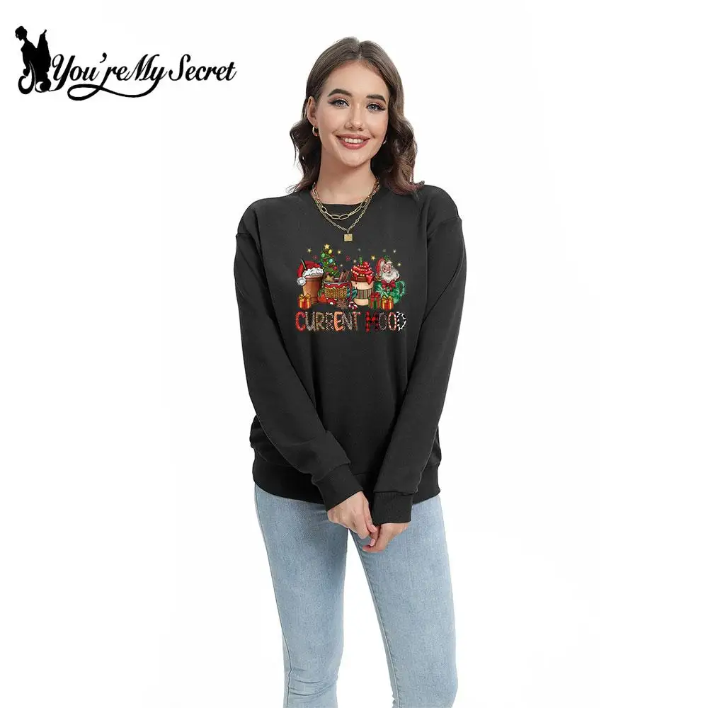 

[You're My Secret] Women Merry Christmas Holiday Party Hoodies Casual Santa Claus Printing Pullover Winter Warm Hoody Clothes