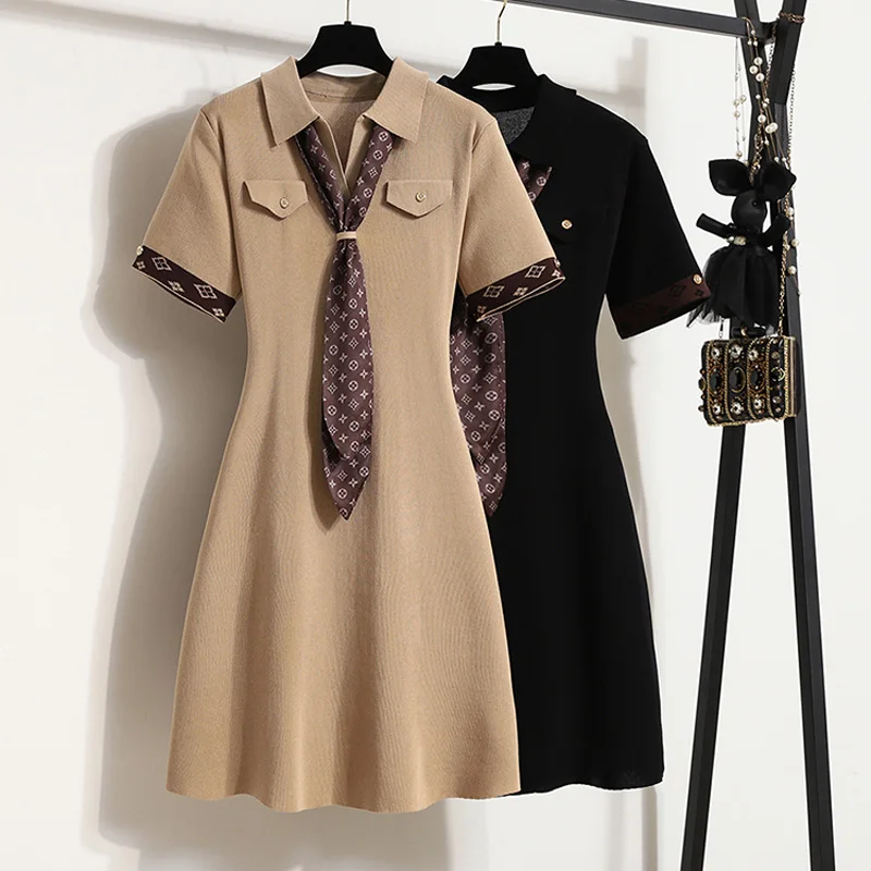 Летние женские вязаные платья до колен с V-образным вырезом и коротким рукавом, повседневные женские элегантные трапециевидные платья больших размеров, черные, цвета хаки
Летние женские вязаные платья до колен с V-образным вырезом и коротким рукавом, повседневные женские элегантные трапециевидные платья больших размеров, черные, цвета хаки