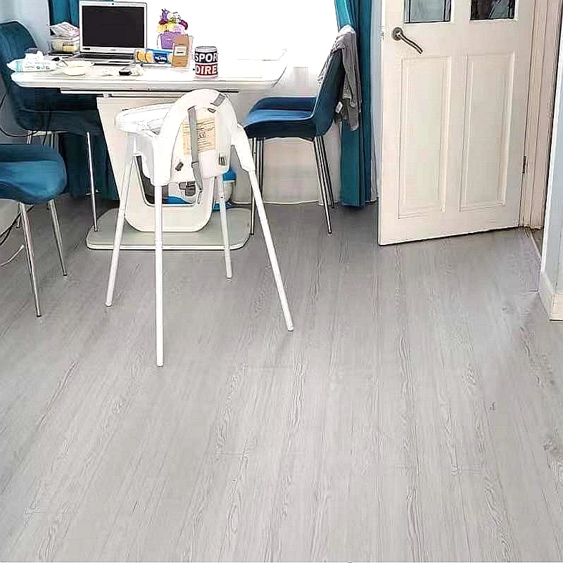 

1.5MM Thickness Wood Grain Floor Stickers SXP Grey High Temperature Not Easy Deform Resistance for Kitchen Self-adhesive Sticker