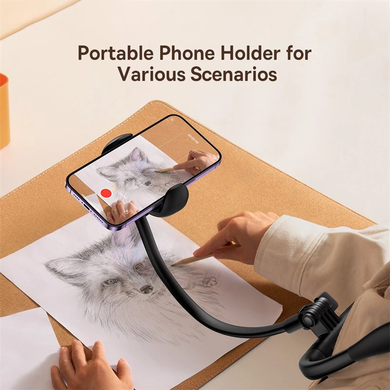 Bas192.- Support de téléphone universel flexible pour le cou, collier paresseux, support de bureau pour téléphone portable, support rapide pour iPhone 16 15 14 Pro Max 5