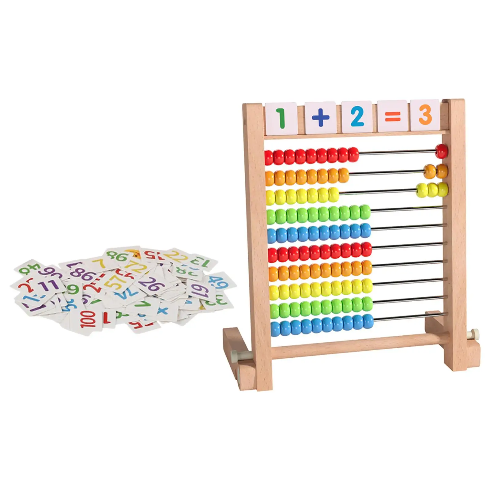 

Wooden Abacus Ten Frame Set Bead Arithmetic Abacus Math Counters for Kids Educational Counting Frames Toy for Kindergarten Kids