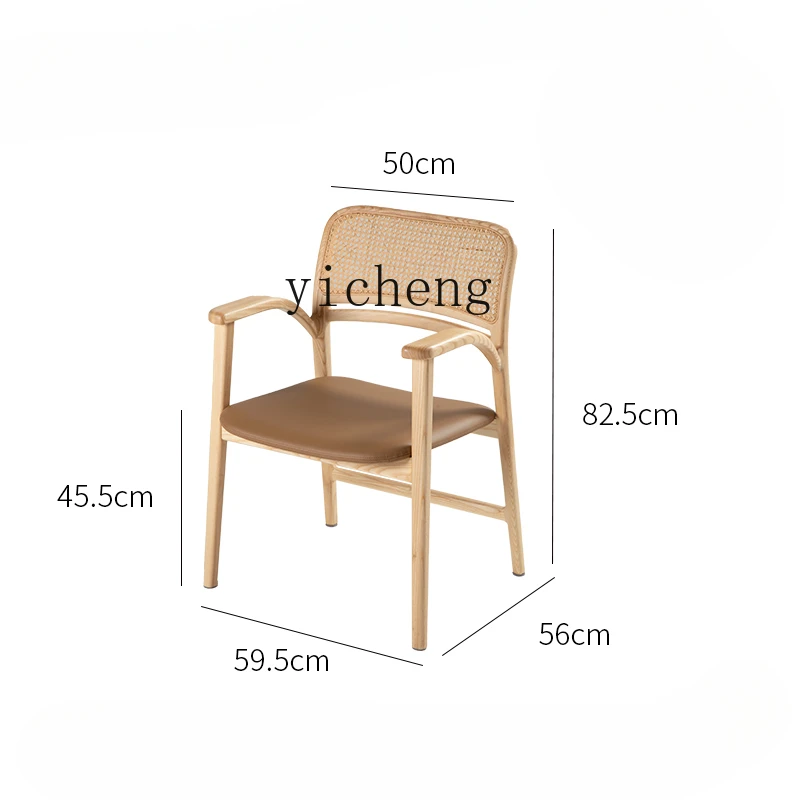 

Tqh Armchair Silent Wind Solid Wood Dining-Table Chair Household Rattan Armchair