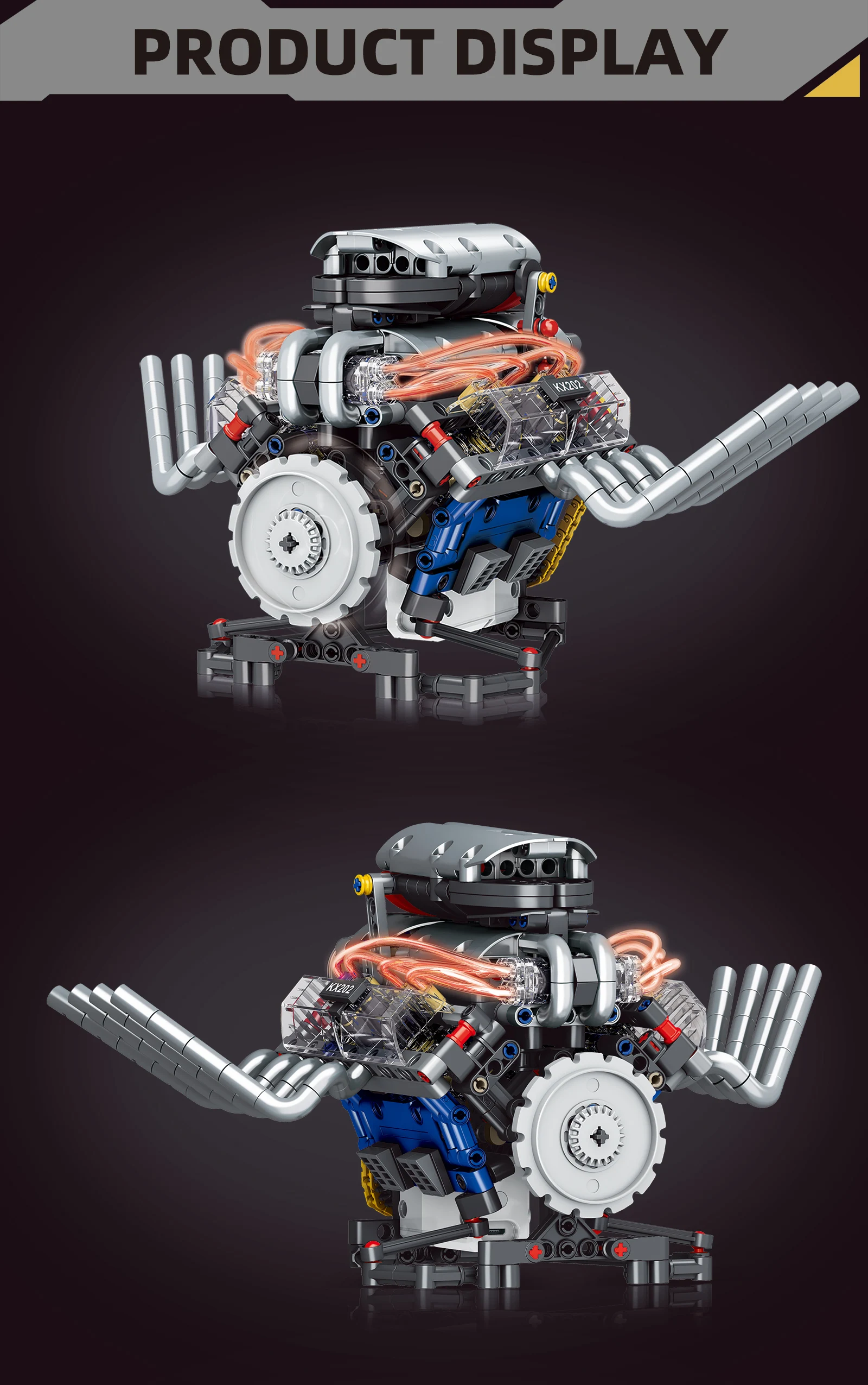 K96202 Racing car V8 engine 665PCS educational building block toy model assembly children and adult educational toys K96202 Racing car V8 engine 665PCS educational building block toy model assembly children and adult educational toys
