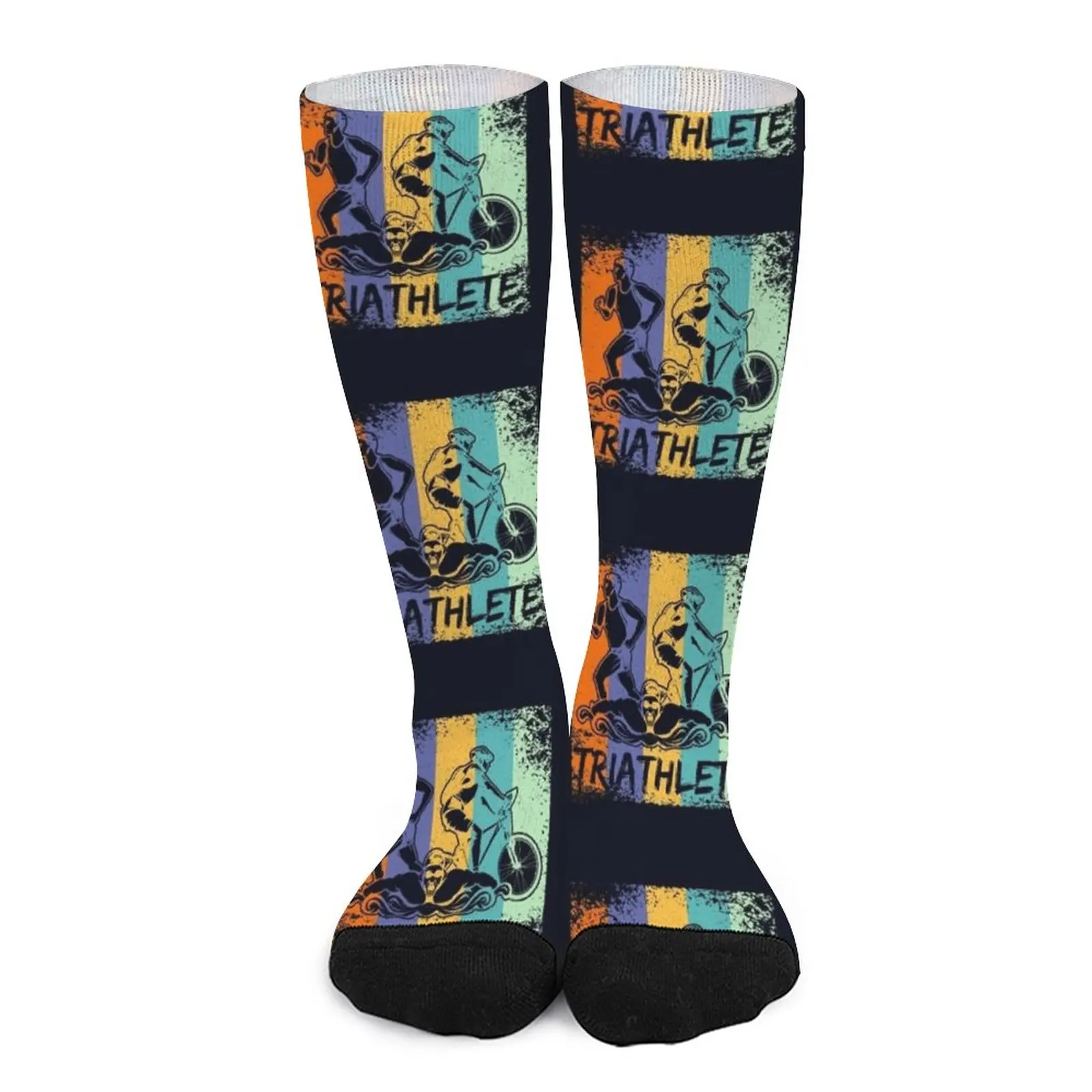 

Triathlon Triathlete - Run Bike Swim Elite Athlete Socks Men's socks with print Novelties Running socks man Women's warm socks