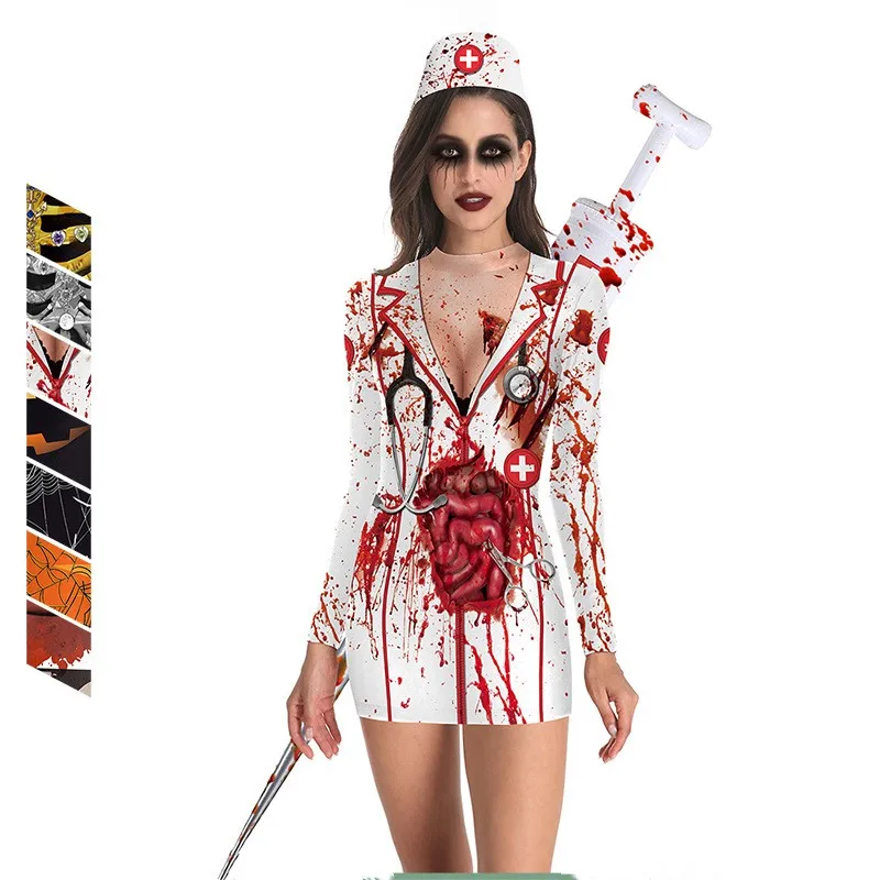 Halloween Costume S-XL Horror Role Blood Nurse Short Pack Hip Short Dress Cosplay Mummy Zombie Nurse Uniform Costume
Halloween Costume S-XL Horror Role Blood Nurse Short Pack Hip Short Dress Cosplay Mummy Zombie Nurse Uniform Costume