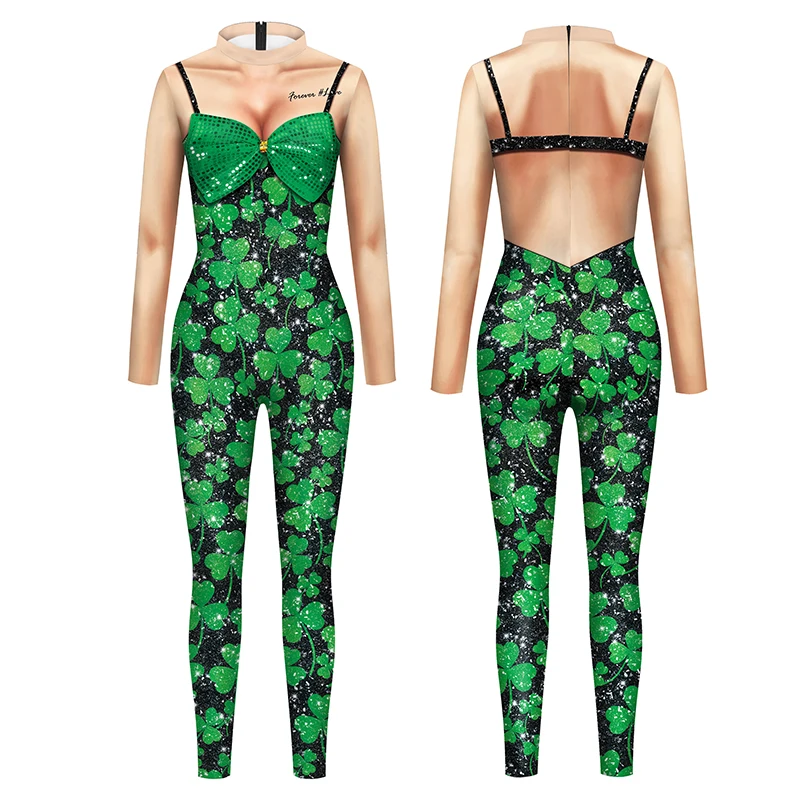 St.patrick's Day Jumpsuit Women Cosplay Costume Green Plant Pattern Zentai Party Bodysuits Holiday Catsuit Festival Adult Outfit
St.patrick's Day Jumpsuit Women Cosplay Costume Green Plant Pattern Zentai Party Bodysuits Holiday Catsuit Festival Adult Outfit