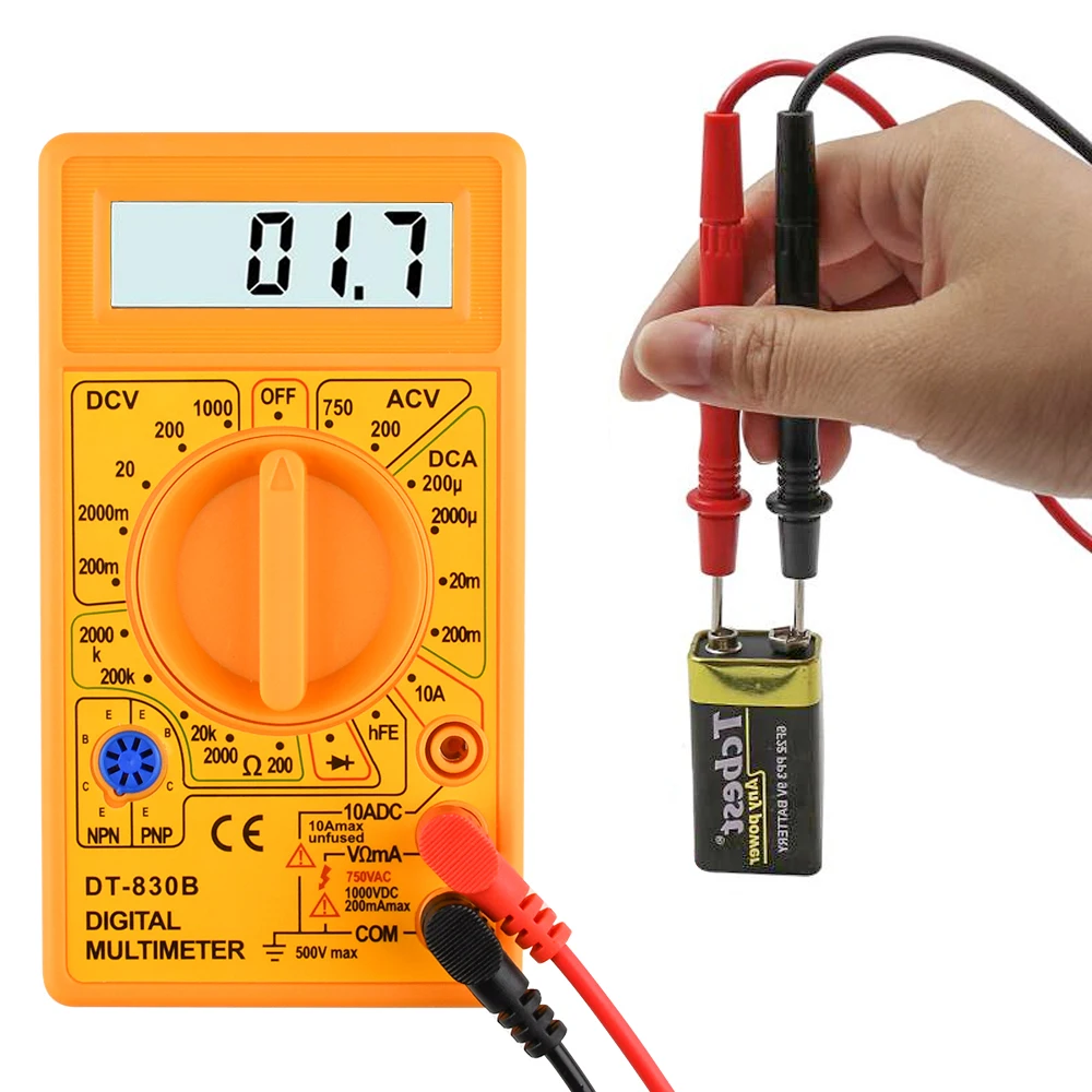 

DT830B LCD Digital Multimeter AC/DC 750/1000V Voltmeter Ammeter Ohm Tester High Safety Mini Handheld Meter Digital Multimeter