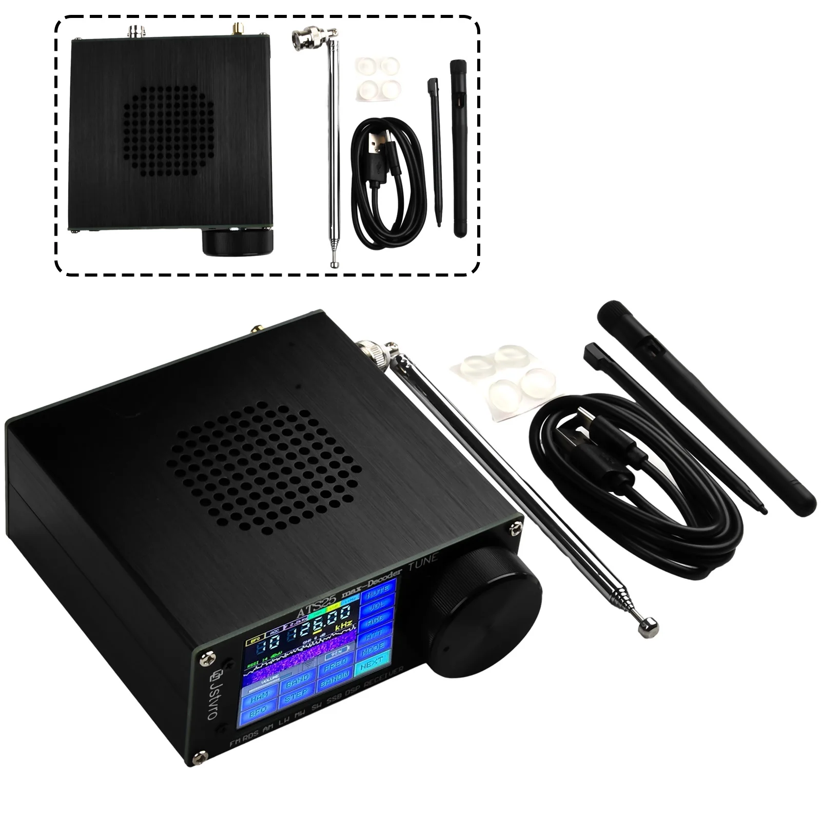 ATS-25Max Decoder SI4732 Full Radio DSP FM LW MW SW SSB Receiver 2.4 Inch +Whip Antenna +Battery + USB Cable + Speaker
ATS-25Max Decoder SI4732 Full Radio DSP FM LW MW SW SSB Receiver 2.4 Inch +Whip Antenna +Battery + USB Cable + Speaker