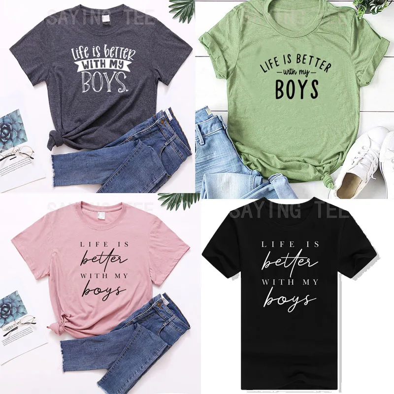 Футболка с надписью Life Is Better with My Boys женская, модный топ с графическим принтом на день матери, с коротким рукавом, с забавным принтом для мамы и мальчика
Футболка с надписью Life Is Better with My Boys женская, модный топ с графическим принтом на день матери, с коротким рукавом, с забавным принтом для мамы и мальчика