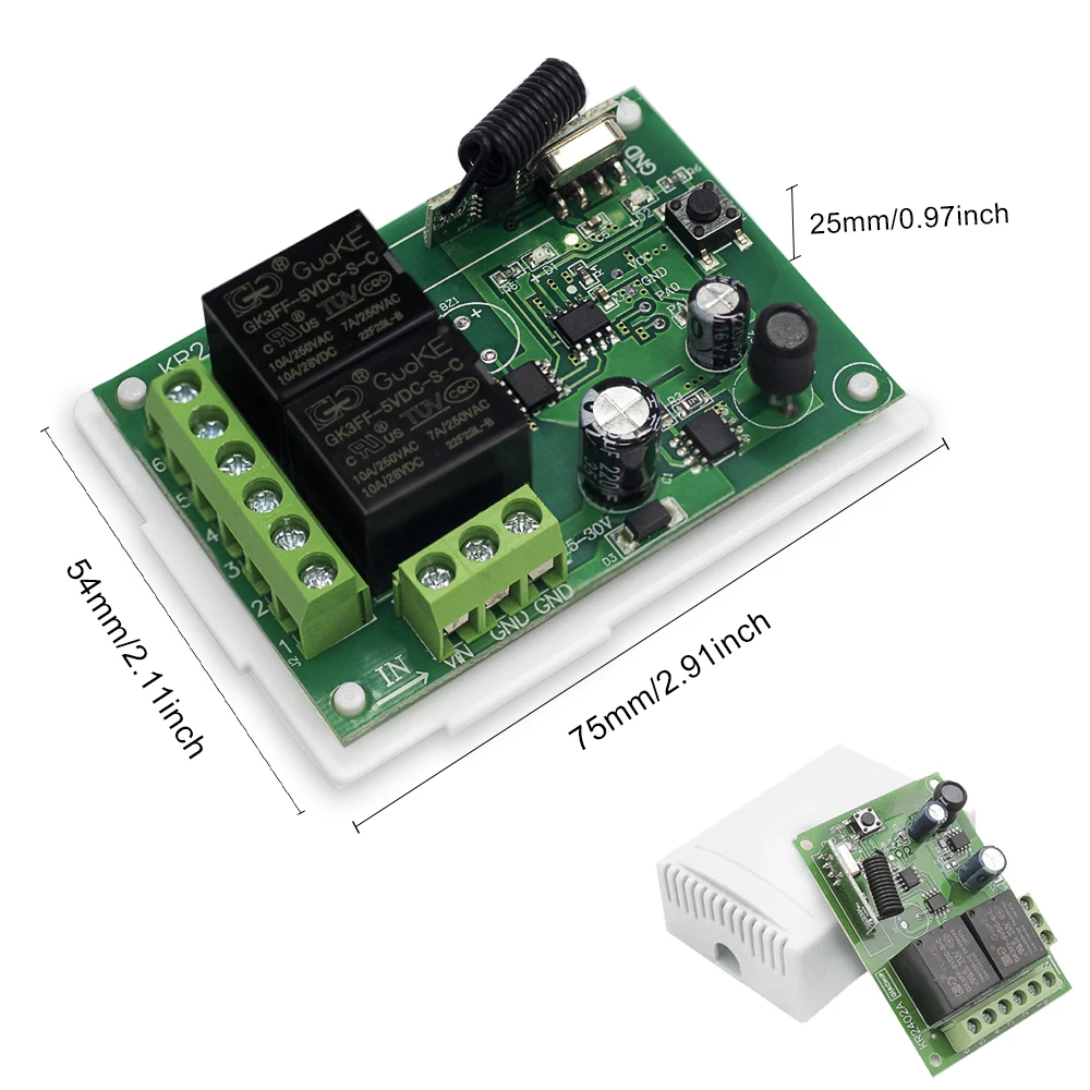 QIACHIP 6V 12V 24V Wireless Remote Control Switch 2CH Relay Module Receiver EV1527 RF Transmitter 433Mhz Remote Controls Motor
QIACHIP 6V 12V 24V Wireless Remote Control Switch 2CH Relay Module Receiver EV1527 RF Transmitter 433Mhz Remote Controls Motor