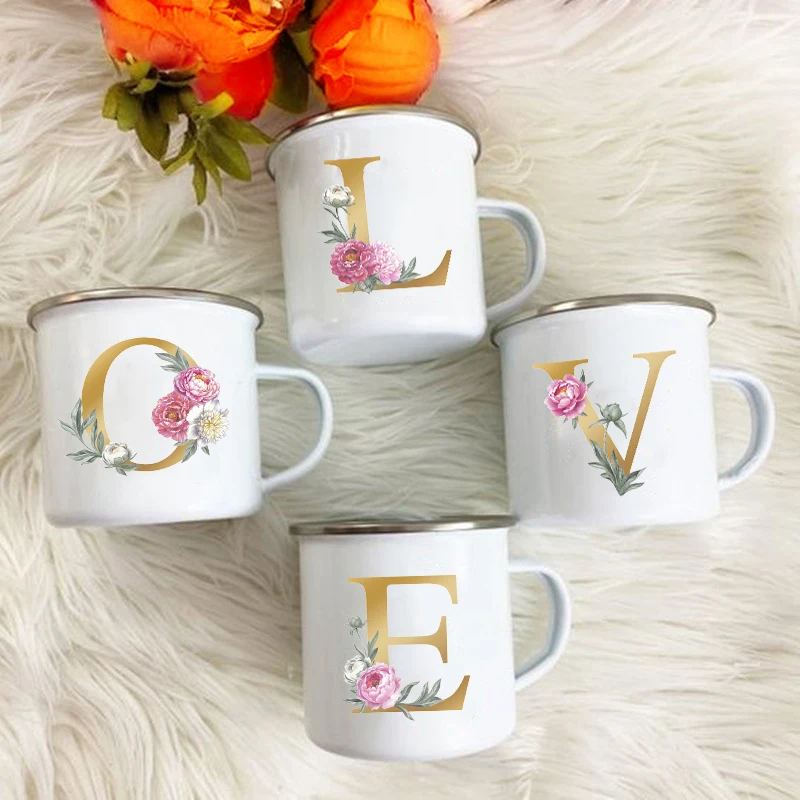 Letter Floral Print Vintage Enamel Mugs Creative Coffee Tea Cup Drink Dessert Milk Cups Handle Drinkware Wedding Bridesmaid Gift
Letter Floral Print Vintage Enamel Mugs Creative Coffee Tea Cup Drink Dessert Milk Cups Handle Drinkware Wedding Bridesmaid Gift