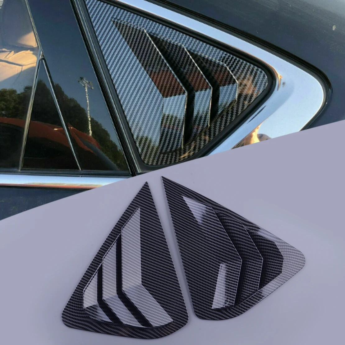 

1 Pair Car Exterior Rear Window Side Vent Louver Scoop Cover Trim Fit for Nissan Altima Teana 2013-2018 Carbon Fiber Grain ABS