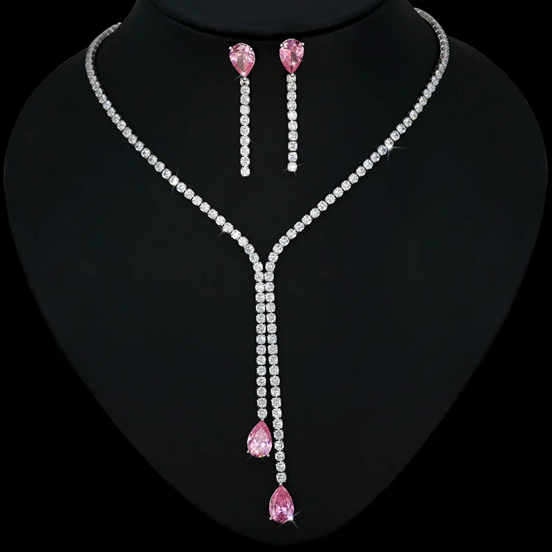 Tassel Pendant Exquisite Jewelry Sets For Women Wedding Party Accessories Cubic Zircon Stud Earrings Necklace Gift
Tassel Pendant Exquisite Jewelry Sets For Women Wedding Party Accessories Cubic Zircon Stud Earrings Necklace Gift