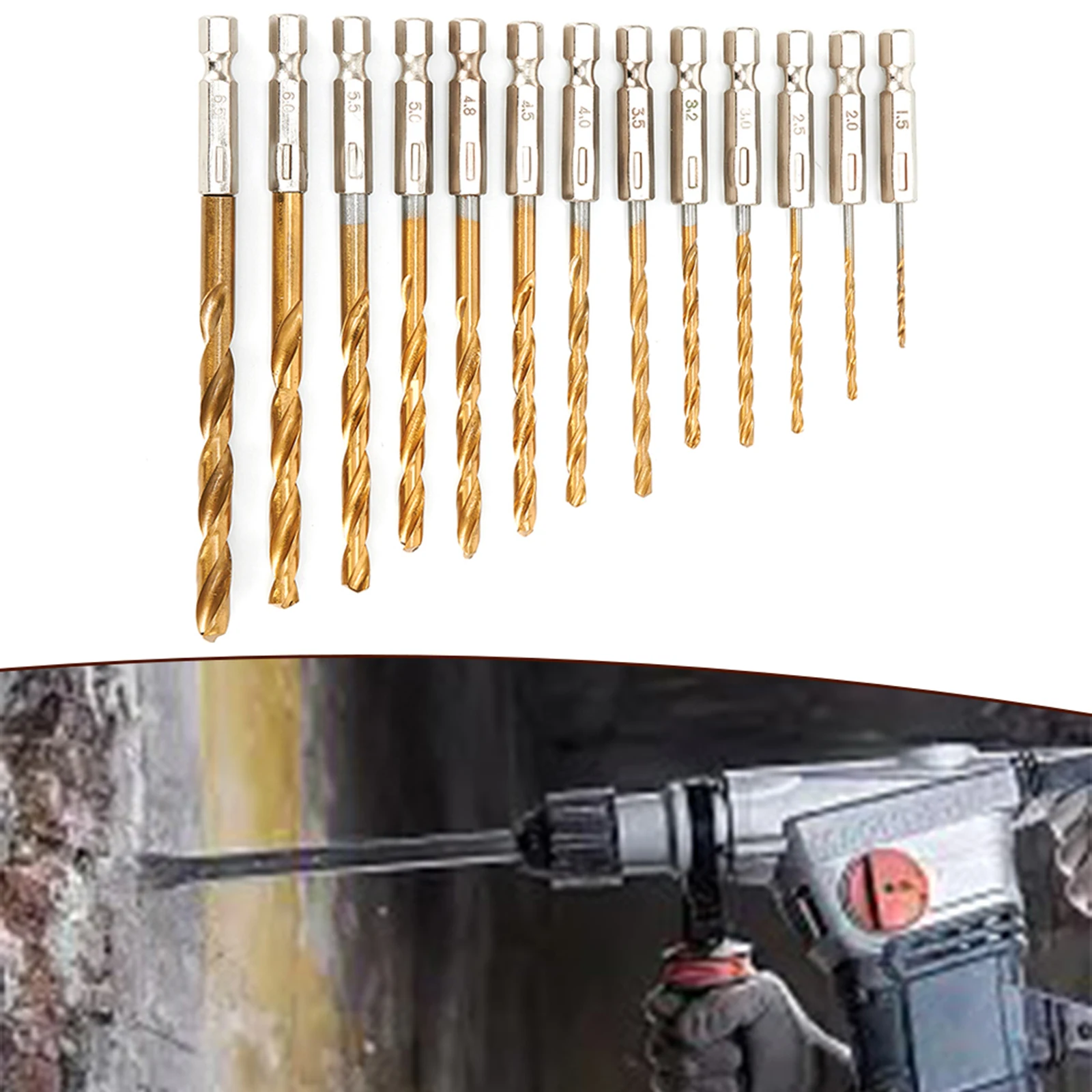 13pcs HSS High Steel Drill Bit Set 2.1-4.3\\'\\' Length Hex Shank Bits 1.5mm-6.5mm For Cordless Screwdriver Power Tools Parts
13pcs HSS High Steel Drill Bit Set 2.1-4.3\\'\\' Length Hex Shank Bits 1.5mm-6.5mm For Cordless Screwdriver Power Tools Parts