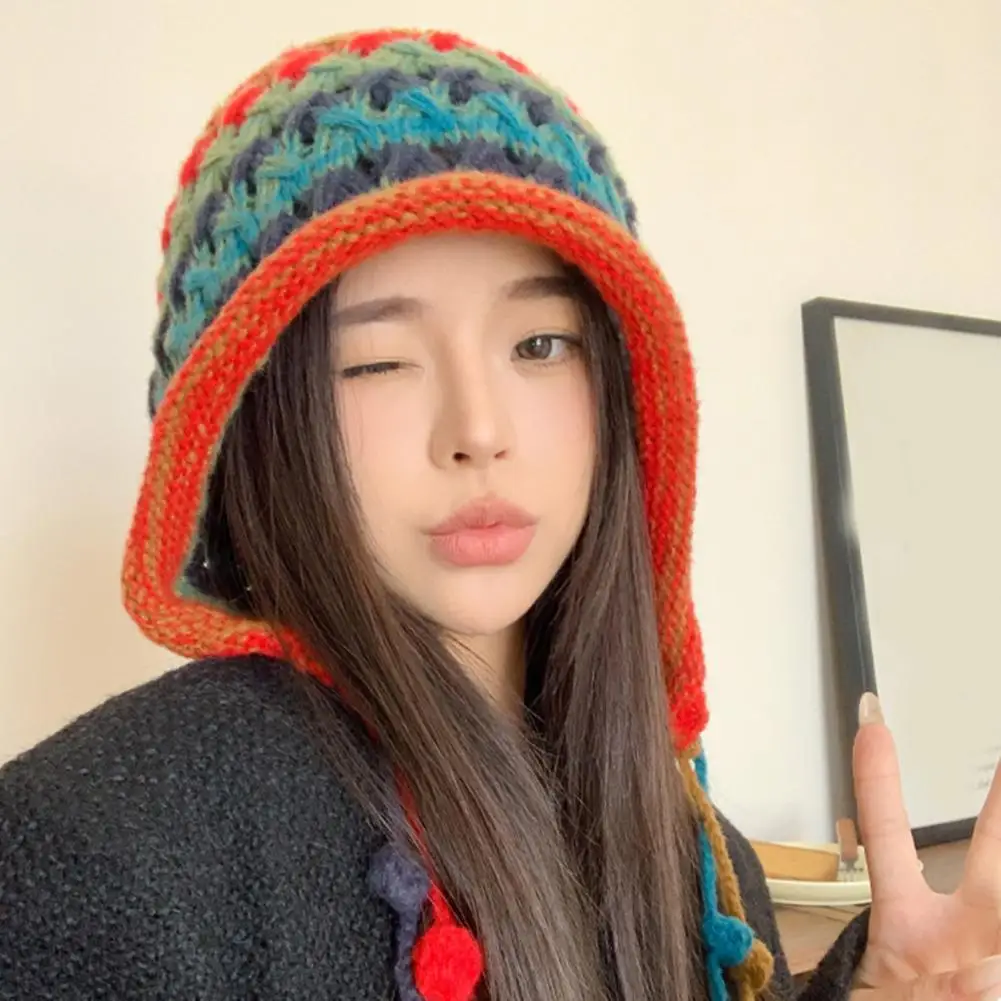 Knitted Cap Colorful Knitted Winter Hat with Plush Ball Decor Soft Warm Anti-slip Women's Ear Protection Cap Warm Knitted Cap
Knitted Cap Colorful Knitted Winter Hat with Plush Ball Decor Soft Warm Anti-slip Women's Ear Protection Cap Warm Knitted Cap