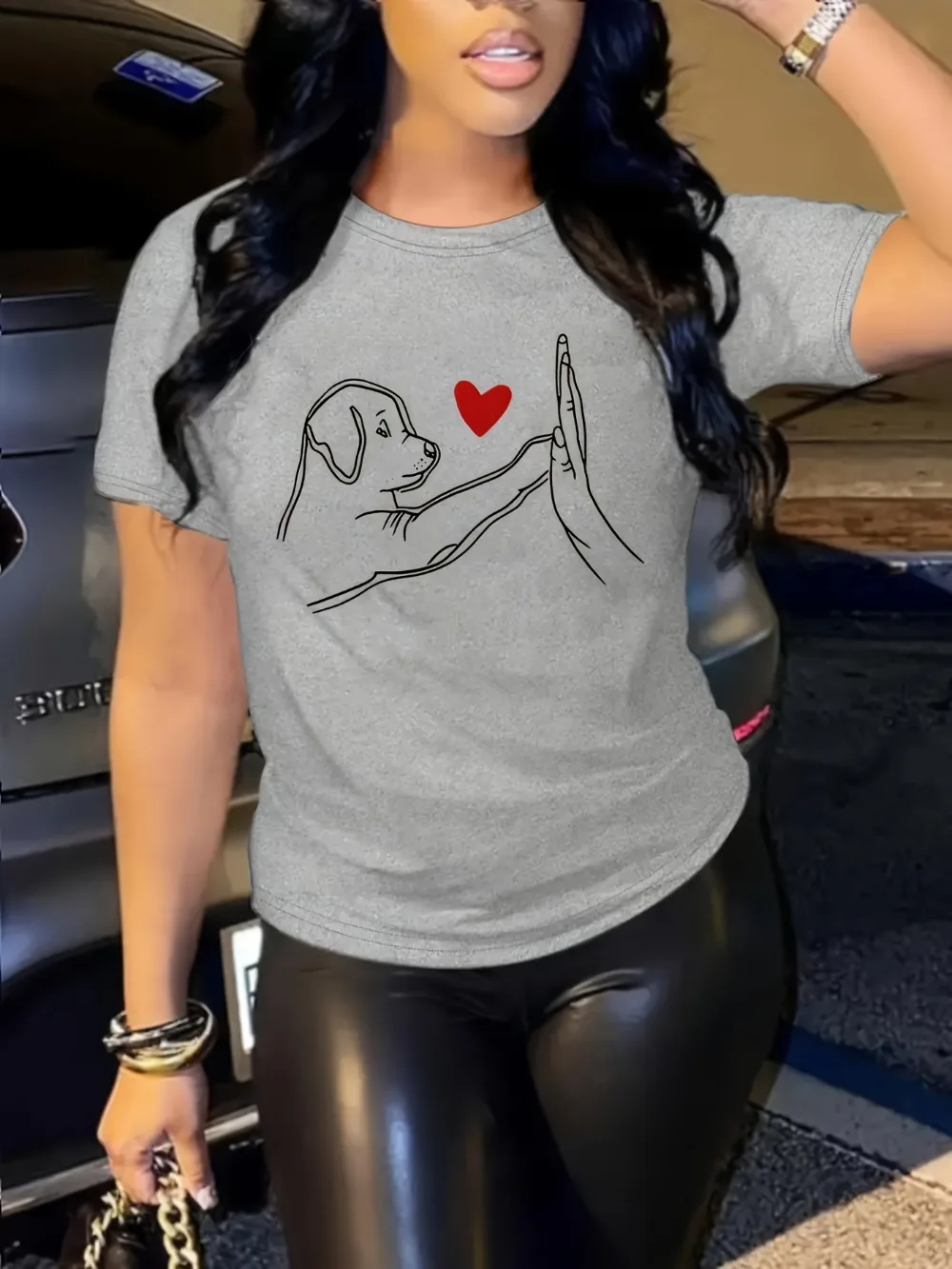 حجم كبير الكلب تي شيرت مطبوع عادية كم قصير توب لربيع وصيف الملابس النسائية تي شيرتات قصيرة الاكمام ملابس حريمي حجم كبير الكلب تي شيرت مطبوع عادية كم قصير توب لربيع وصيف الملابس النسائية تي شيرتات قصيرة الاكمام ملابس حريمي