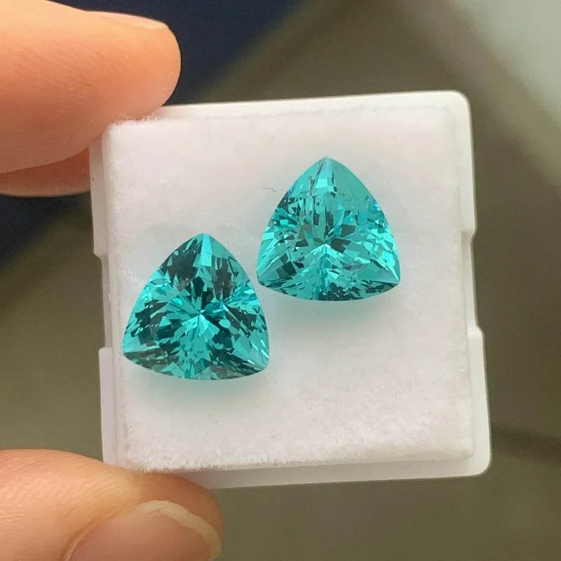 

Ruif Unique Trillion Shape Lab Grown Paraiba Color Sapphire Semi-precious Stone for High Jewelry Making