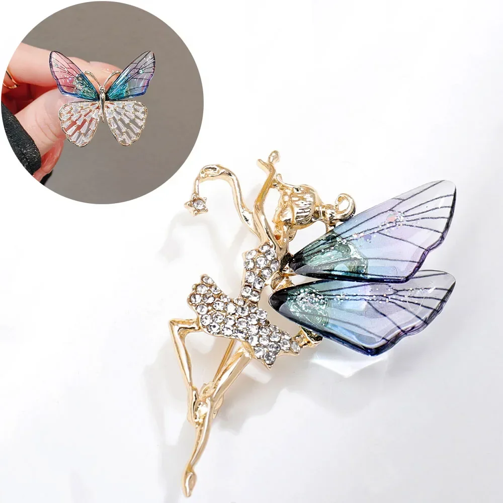 

Fashion Angel Inlaid Zircon Brooch Alloy Rhinestone Sequin Corsage for Women Butterfly Dragonfly Bee Brooch Insect Jewelry Gifts