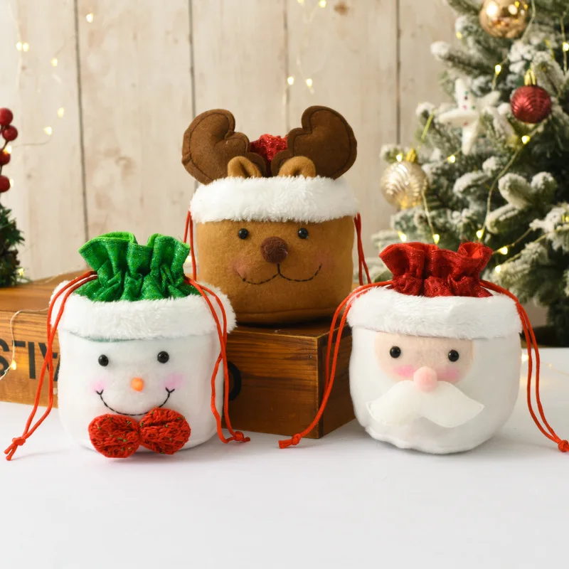 

Новогодний пакет с яблоком, мультяшный снеговик, Санта-Клаус, лось, Подарочная сумка, Счастливого Рождества, декорация, фотография, новый год 2024