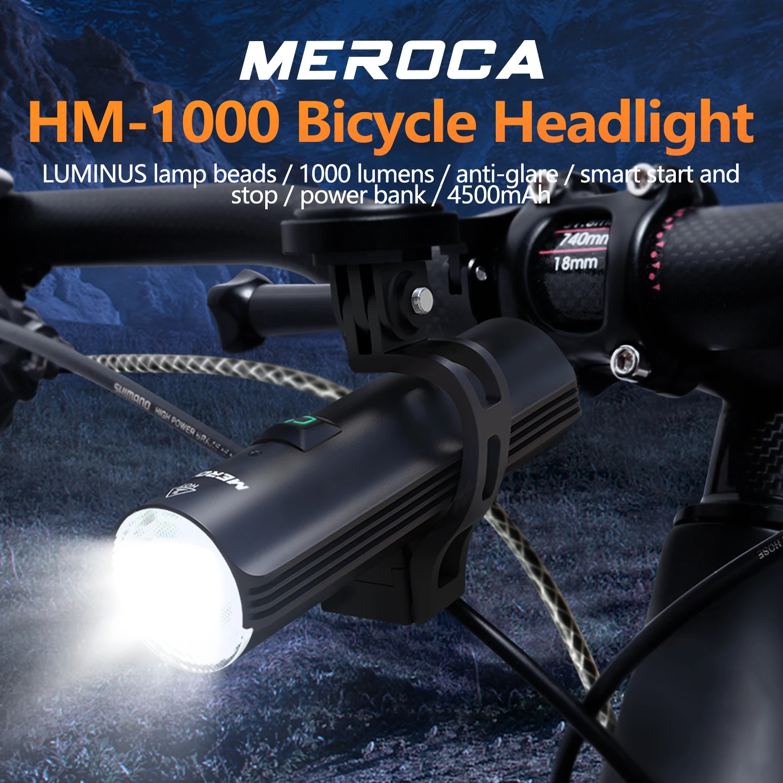MEROCA Waterproof Super Bright Front Lights Cycling Flashlight 4500mAh Bike Light USB Rechargeable 1000 Lumens Bicycle Headlight
MEROCA Waterproof Super Bright Front Lights Cycling Flashlight 4500mAh Bike Light USB Rechargeable 1000 Lumens Bicycle Headlight