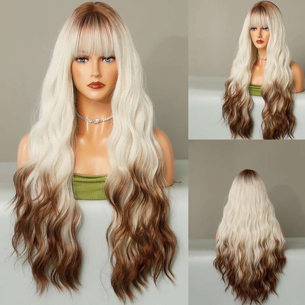 Long Wavy Synthetic Wig with Bangs 32Inch Brown Silver White Ombre for Women Daily Use Cosplay Heat Resistant Natural Fake Hair
Long Wavy Synthetic Wig with Bangs 32Inch Brown Silver White Ombre for Women Daily Use Cosplay Heat Resistant Natural Fake Hair