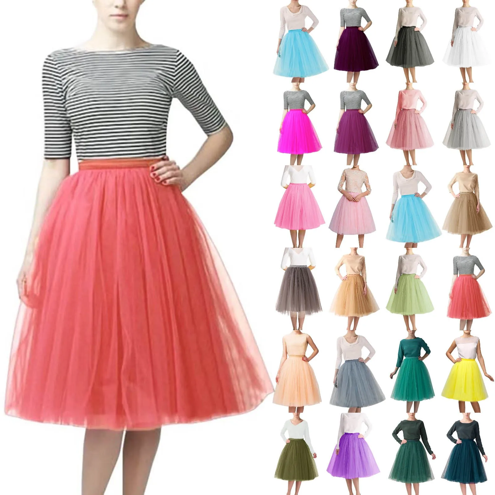 

Womens Pleated Knee Length Skirt Adult Tutu Dancing Skirt Girls Skater Skirt Poodle Skirts for Girls