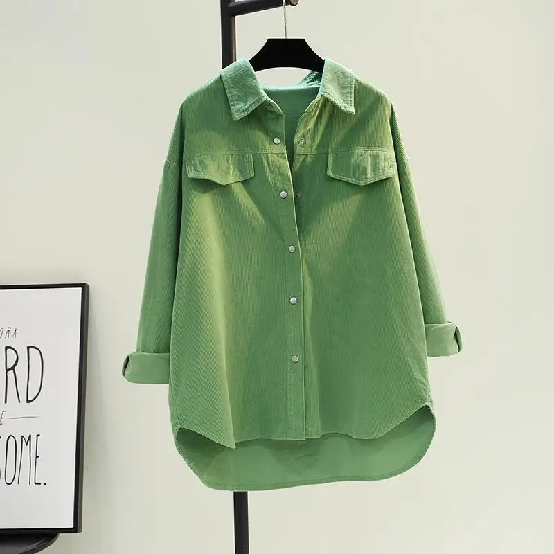 Retro Casual Corduroy Shirt Women's Spring and Summer Avocado Green Mid-length 2022New Double-pocket Shirt Jacket Cardigan Tops
Retro Casual Corduroy Shirt Women's Spring and Summer Avocado Green Mid-length 2022New Double-pocket Shirt Jacket Cardigan Tops