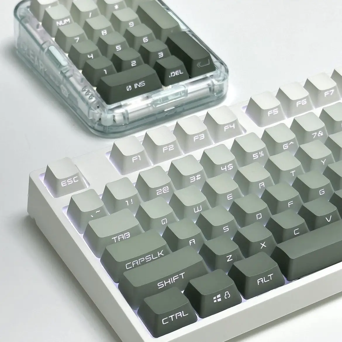 

Колпачок для клавиш с верхней/боковой печатью, колпачки для клавиш OEM, профиль, градиентные зеленые колпачки для клавиш Double Shot PBT, колпачок для клавиатуры с переключателями ANSI макет MX