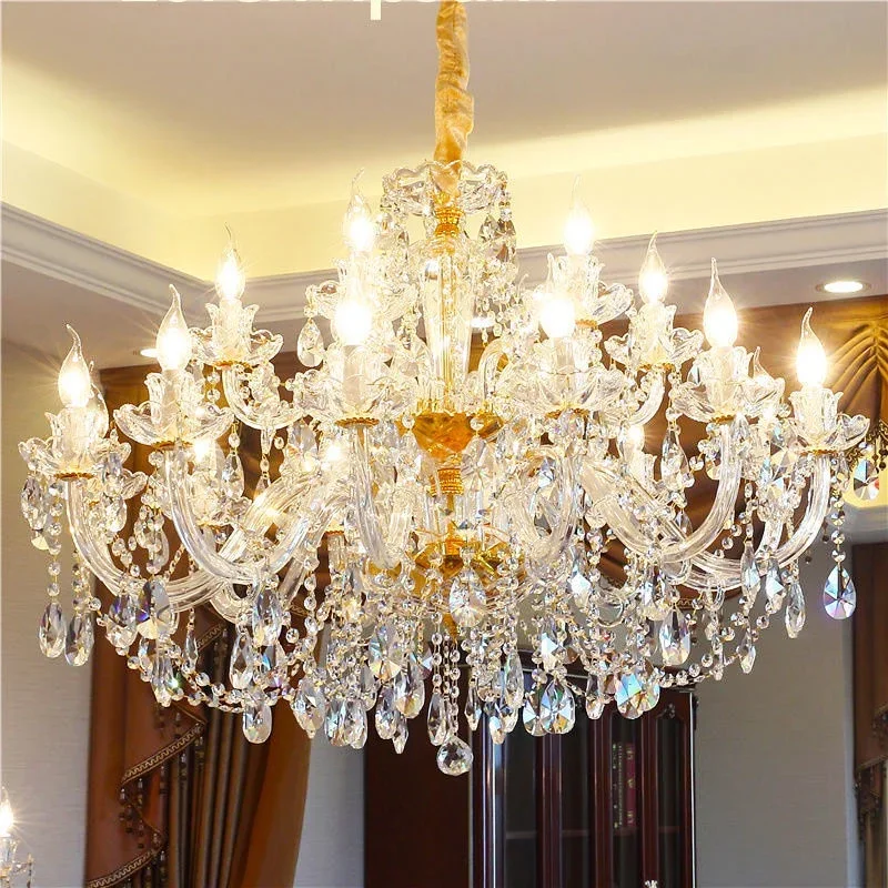 

Style Crystal Chandelier Living Room Light Luxury Atmosphere Dining Bedroom Household Lamp Villa Hall Wholesale