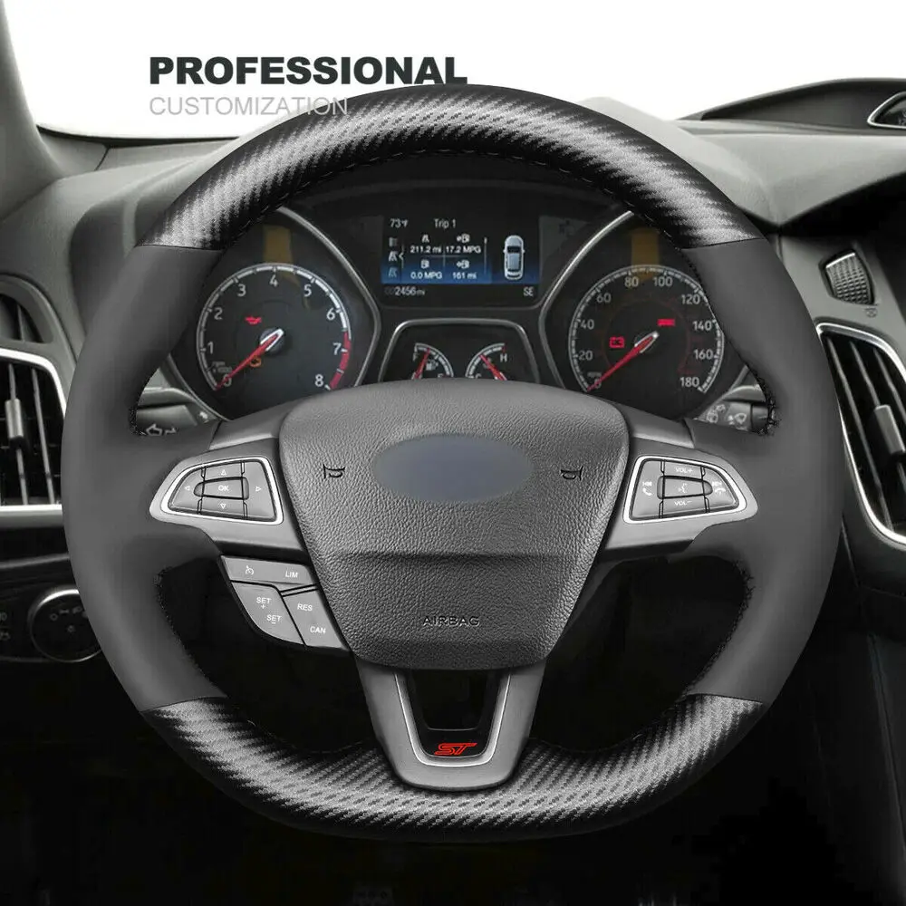 Hand Stitching Interior Super Soft Black Suede Carbon Fiber Car Steering Wheel Cover For Ford Focus ST
Hand Stitching Interior Super Soft Black Suede Carbon Fiber Car Steering Wheel Cover For Ford Focus ST