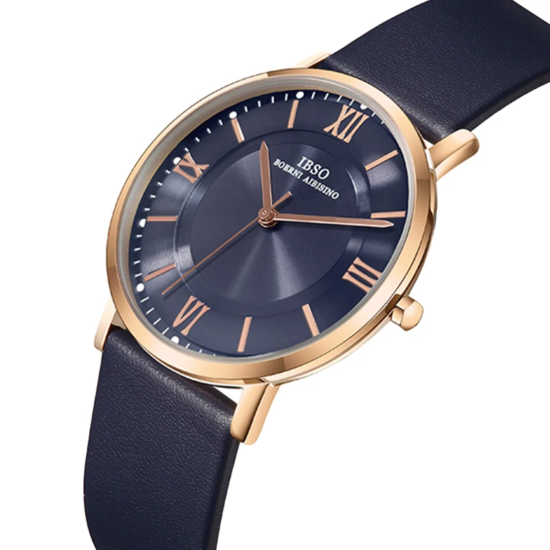 

Fashion Man Watch Blue Leather Waterproof Business Hand Clock Boy Simple Classic Famous Brands Golden Quartz Wristwatches Male