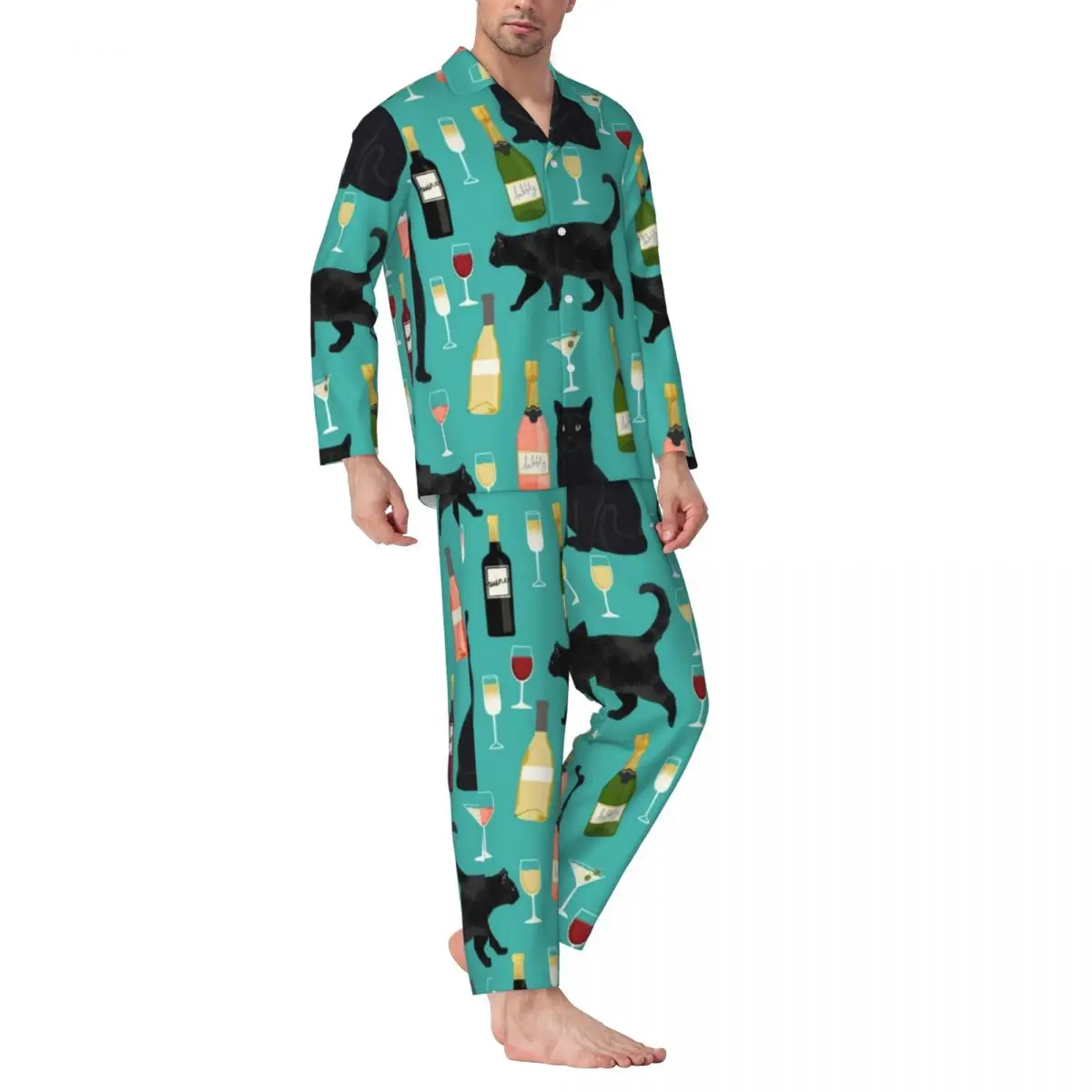 Colorful Wine Print Pajama Sets Funny Black Cat Soft Sleepwear Couple Long-Sleeve Casual Sleep 2 Pieces Home Suit Large Size 2XL
Colorful Wine Print Pajama Sets Funny Black Cat Soft Sleepwear Couple Long-Sleeve Casual Sleep 2 Pieces Home Suit Large Size 2XL