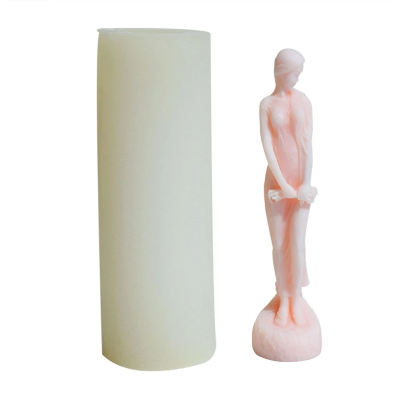 

A Slender Girl with Flower Candle Mold Girl Epoxy Casting Mold Silicone Cake Fondant Mold Girl Aromatherapys Craft