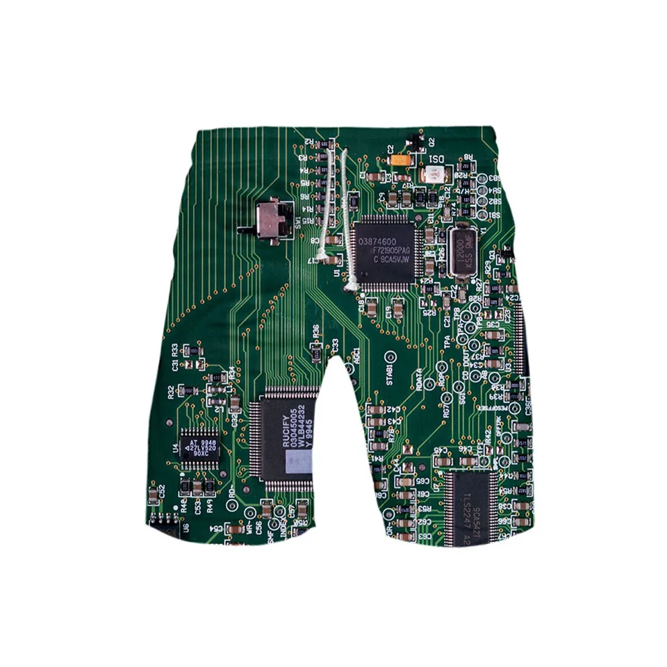 

Electronic Chip Mens Swimwear Swim Shorts Trunks Beach Board Shorts 3D Print Swimming short Pants Swimsuits Mens Running shorts