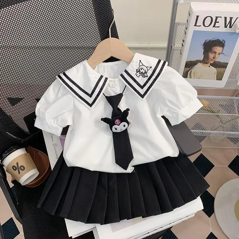 Sanrio Kuromi Children's Jk Uniform Set Anime Cartoon College Style Short-Sleeved Shirt Pleated Skirt Two-Piece Set Kids Skirt
Sanrio Kuromi Children's Jk Uniform Set Anime Cartoon College Style Short-Sleeved Shirt Pleated Skirt Two-Piece Set Kids Skirt