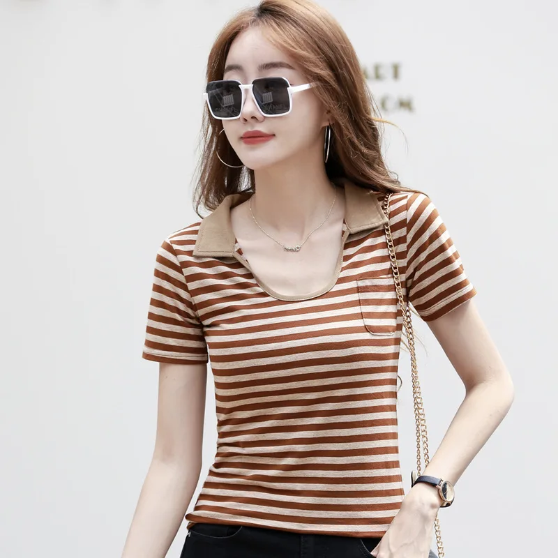 New T Shirt Women Cotton Short Sleeve Fashion Summer Female Clothing Casual Basic Tshirts Classic Striped Tops Tees
New T Shirt Women Cotton Short Sleeve Fashion Summer Female Clothing Casual Basic Tshirts Classic Striped Tops Tees