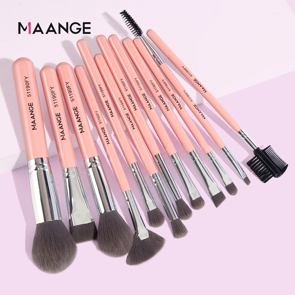 

MAANGE 12Pcs Soft Fluffy Makeup Brushes Set For Cosmetic Foundation Blush Powder Concealer Blending Make Up Brush Beauty Tools