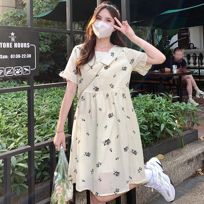Maternity Clothes Summer Loose Korean Style Leisure Dress Ruffled Short Sleeve Square Collar Fashon Pregnant Woman Floral Dress
Maternity Clothes Summer Loose Korean Style Leisure Dress Ruffled Short Sleeve Square Collar Fashon Pregnant Woman Floral Dress