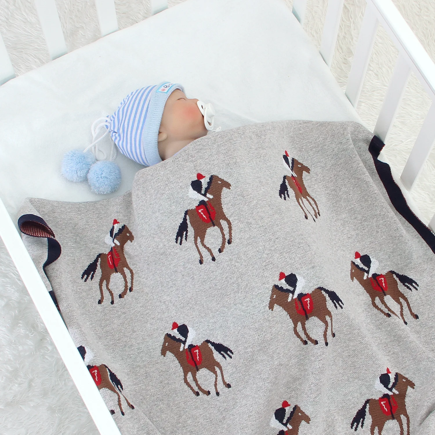100*80cm Newborn Soft Cotton Knitted Blanket Horse Cute Cartoon Bear Swaddling Warm Blanket Bed Sheets Children Baby Bedding
100*80cm Newborn Soft Cotton Knitted Blanket Horse Cute Cartoon Bear Swaddling Warm Blanket Bed Sheets Children Baby Bedding