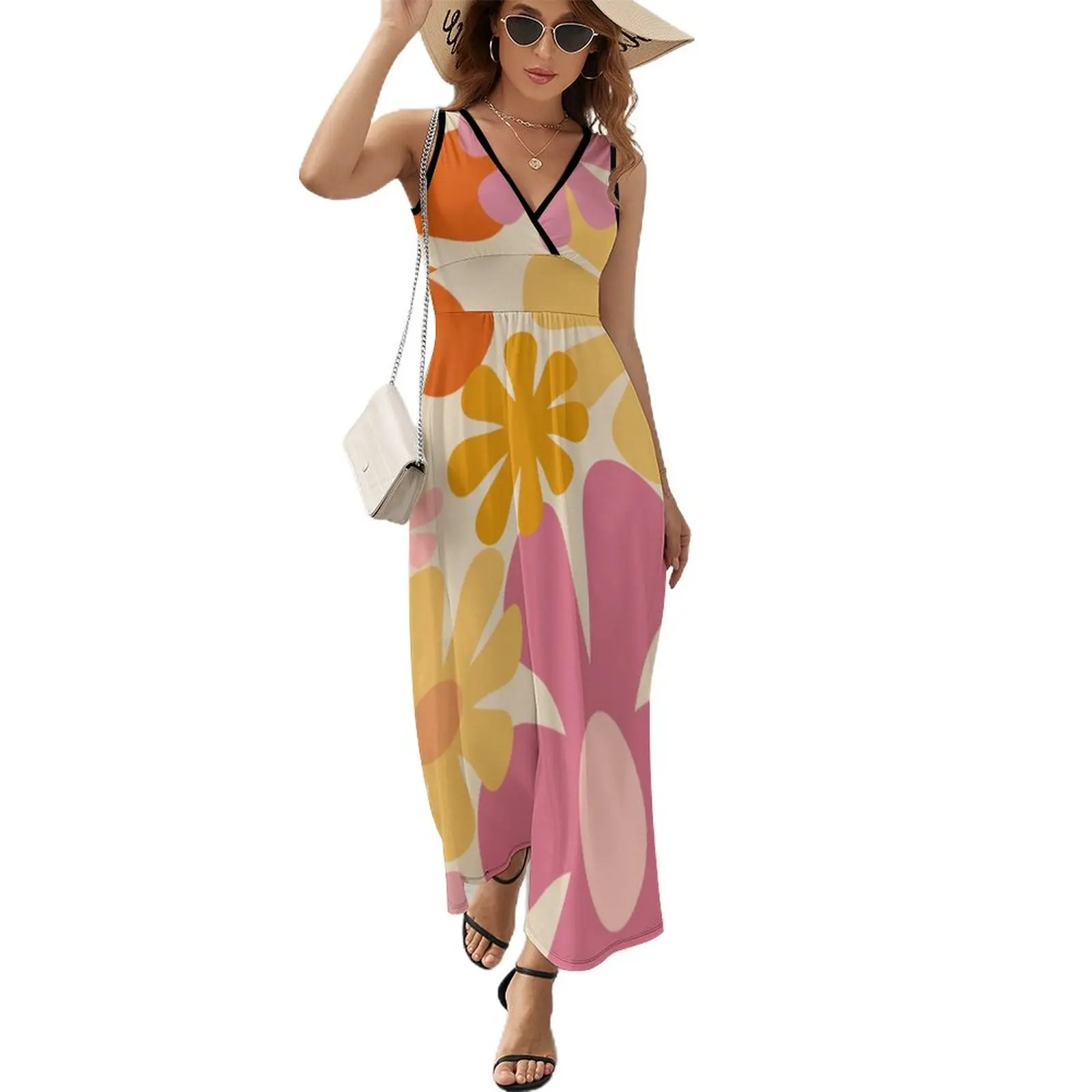Retro 60s 70s Flowers - Vintage Style Floral Pattern in Thulian Pink, Orange, Mustard, and Cream Sleeveless Dress
Retro 60s 70s Flowers - Vintage Style Floral Pattern in Thulian Pink, Orange, Mustard, and Cream Sleeveless Dress