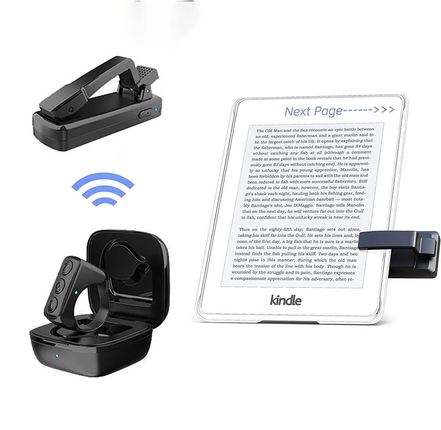 

For Ebook Kindle Page Turner Paperwhite Oasis, Bluetooth E-Reader Controller, TikTok Ring, Camera Shutter