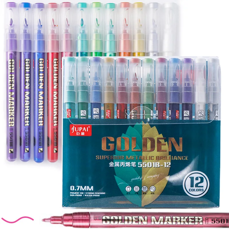 12 Colors Metallic Acrylic Marker Pen Paint Pen For Rock, Stone, Metal, Pottery, Wood, Plastic, Canvas, Fabric, Paper, Card
12 Colors Metallic Acrylic Marker Pen Paint Pen For Rock, Stone, Metal, Pottery, Wood, Plastic, Canvas, Fabric, Paper, Card