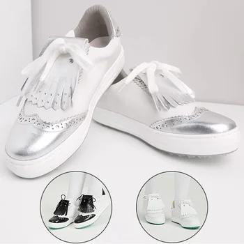 Homens Avançados: Eleve Seu Jogo com os Sapatos de Golfe Profissionais 7 Blktee Women Breathable Waterproof Golf Shoes Ladies PU Leather Anti-slip Sneakers Girls British Style Tassel Elegant Golf Shoes